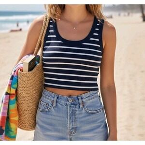 Abercrombie & Fitch Minimalist Striped Ribbed Tank Top Women's Small